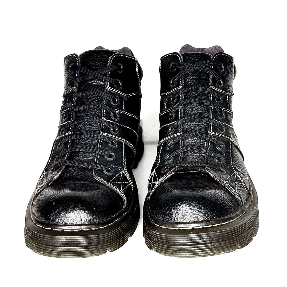 Dr Martens Morris Black Leather Lace Up Ankle Boots Mens Size 12